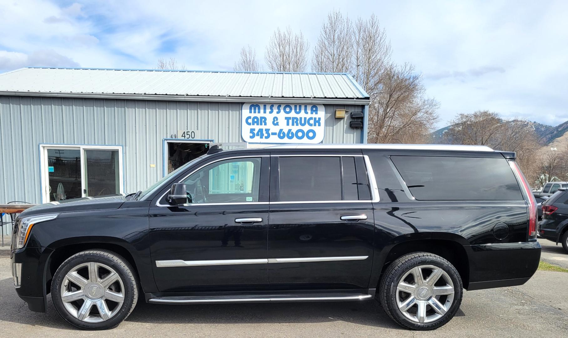 2018 Black /Black Cadillac Escalade ESV (1GYS4HKJ4JR) with an 6.2L V8 engine, 10 Speed Auto transmission, located at 450 N Russell, Missoula, MT, 59801, (406) 543-6600, 46.874496, -114.017433 - Photo#0